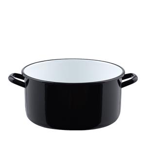 riess-kelomat Riess Halbhoch Kasserolle mit Bördel Ø24cm 4 Liter Schwarz Emaille Classic Riesen