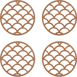 Krumble Pannenonderzetter met schubben patroon - Bruin - Set van 4