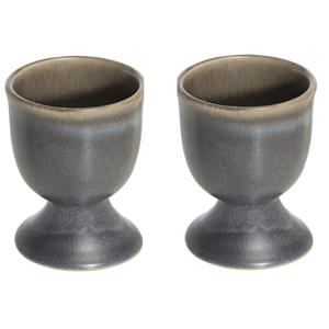Cosy & Trendy 4x stuks eierdopjes van aardewerk grijs bruin 5 cm -