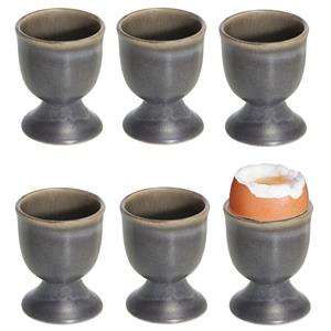 Cosy & Trendy 6x stuks eierdopjes van aardewerk grijs bruin 5 cm -