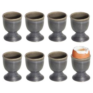 Cosy & Trendy 8x stuks eierdopjes van aardewerk grijs bruin 5 cm -