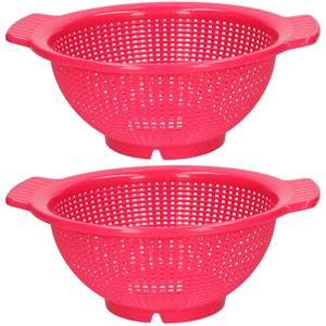 PlasticForte Keuken vergiet/zeef - 2x - kunststof - Dia 23 cm x Hoogte 10 cm - fuchsia roze -