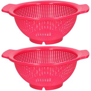 PlasticForte Keuken vergiet/zeef - 2x - kunststof - Dia 23 cm x Hoogte 10 cm - fuchsia roze -