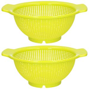 PlasticForte Keuken vergiet/zeef - 2x - kunststof - Dia 23 cm x Hoogte 10 cm - groen -