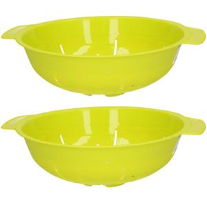 PlasticForte Keuken vergiet/zeef - 2x - kunststof - Dia 25 cm x Hoogte 8 cm - groen -