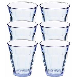 Duralex 6x Drinkglazen/waterglazen blauw Picardie 310 ml -