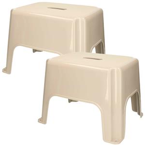 PlasticForte Keukenkrukje/opstapje - 2x - Handy Step - beige - kunststof - x 30 x 28 cm -