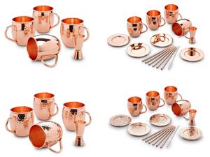 ECHTWERK Becher, (Set, 5 tlg.), Kupferbecher Set, Außenfläche Glatt, 4 Becher, 1 Messbecher, 500 ml