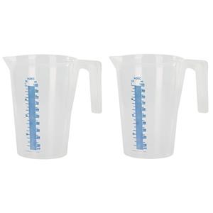 2x Maatbekers transparant 1 liter -