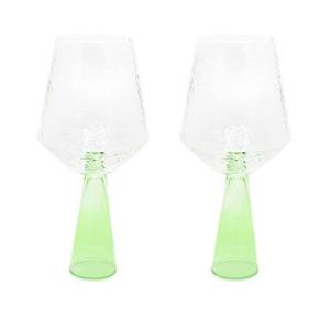 Brût Homeware Wijnglas Claude, helder | groen, set van 2