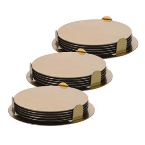 Excellent Houseware 18x onderzetters goud RVS met houder 8,5 cm voor glazen -