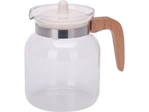 Excellent Houseware Theepot Glas 1,5L Met Houten Handvat