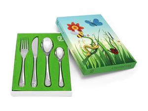 ZILVERSTAD  Kinderartikelen - Kinderbestek 4-dlg Natuurvriendjes