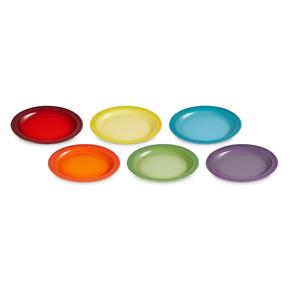 LE CREUSET  Aardewerk - Dinerbord 27cm Regenboog 6-dlg