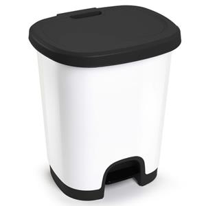 PlasticForte Pedaalemmer - Kunststof - Zwart-wit - 18 Liter