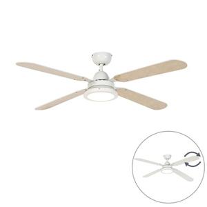 qazqa Deckenventilator weiß mit Fernbedienung - Fanattic - Weiß