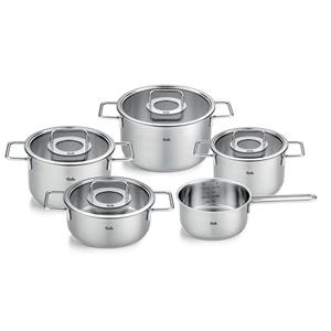 Fissler Topf-Set "Fissler Pure Collection", Edelstahl 18/10, (Set, 5 tlg., Kochtopf 16/20/24 + Bratentopf 20cm + Stielkasserolle 16cm oD), Made in Germany