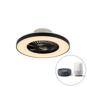 qazqa Smarter Deckenventilator schwarz mit Sterneffekt dimmbar - Climo - Schwarz