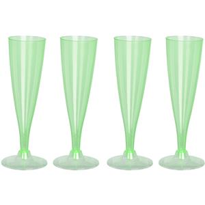 Excellent Houseware EH Prosecco/champagneglazen - 4x - groen - kunststof - 130 ml - herbruikbaar -