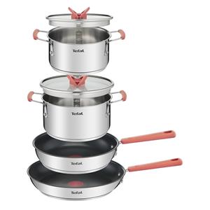 Tefal Opti'Space 4-delige pannenset: (kookpan 18/20 cm met deksel, koekenpan 24/28 cm)