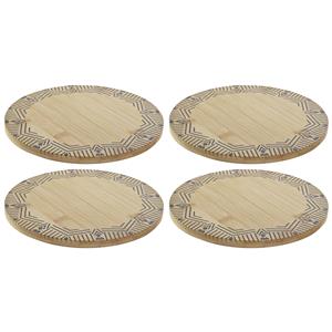Items Set van 5x stuks ronde pannen onderzetters van bamboe met print D20 cm -