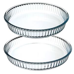 Secret de Gourmet Ovenschalen set rond - Transparant Glas - Diameter 26 en 32 cm -