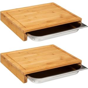 5five 2x Stuks snijplank rechthoek met opvangbak 35 x 28 cm van bamboe hout -