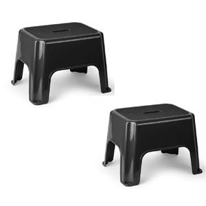 PlasticForte 3x stuks zwarte keukenkrukjes/opstapjes x 30 x 28 cm -
