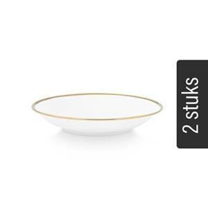 Vtwonen Pasta Borden - Set van 2 - Wit|Goud - Porselein - Ã 25.5cm