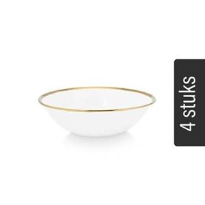 Vtwonen Kommen - Set van 4 - Wit|Goud - Porselein - Ã 15cm