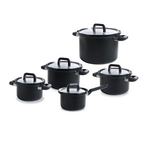 BK Cookware Flow Cool Black Kookpannenset- 5 delig - RVS - Veilig afgietsysteem