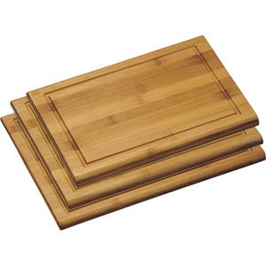 Merkloos 3x Bamboe houten snijplanken set 21 x 31/28 x 38/32 x cm -