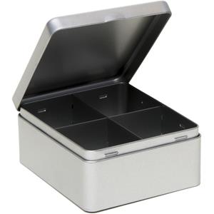 Metalen 4-vaks theedoos/theekist 15 cm -
