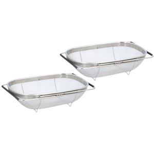 Merkloos Set van 2x stuks RVS keuken vergiet/zeef uitschuifbaar 35 cm -