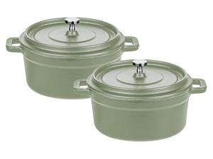 Gsw Gietijzeren mini serveerpannen, set van 2 (Groen)