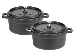 Gsw Gietijzeren mini serveerpannen, set van 2 (Zwart)