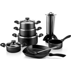Krüger Topf-Set, Aluminiumguss, (Set, 17 tlg.), inkl. 7-tlg. Küchenhelfer-Set