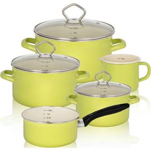 Krüger Topf-Set "Juist", Emaille, (Set, 8 tlg., Fleischtopf 16/20/24 cm, Milchtopf 12 cm, Stieltopf 16 cm), Induktion