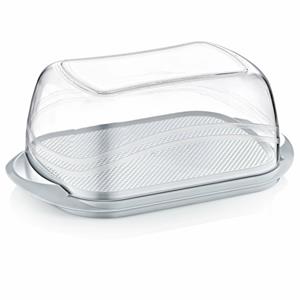 Botervloot met deksel - grijs/transparant - BPA vrij kunststof -℃11℃x 18,5 x 7,5℃cm -
