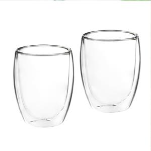 HI Set van 2x stuks dubbelwandige koffieglazen/theeglazen 350 ml -