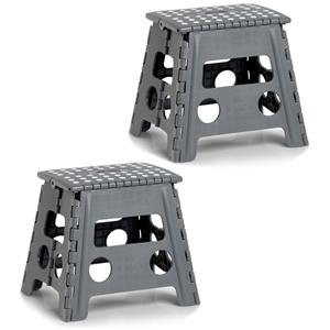 Merkloos 2x Donkergrijze opvouwbare opstapjes/opstapkrukjes/toiletkrukjes x 32 cm -