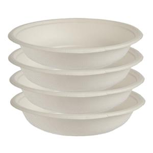 Kinvara 16x stuks verjaardag feest/BBQ wegwerp diepe bordjes van composteerbaar suikerriet 750 ml -