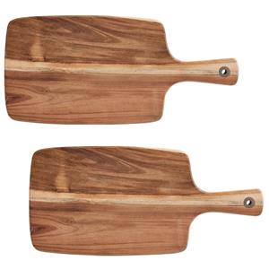 Zeller 2x Rechthoekige acacia houten snijplanken met handvat cm -