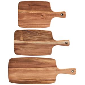 Zeller 3x Rechthoekige acacia houten snijplanken met handvat 32/42/52 cm -