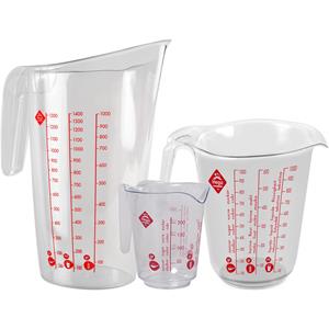 Hega Hogar Set van 3x stuks keuken maatbekers - 0.2 / 1 en 1,4 liter inhoud -