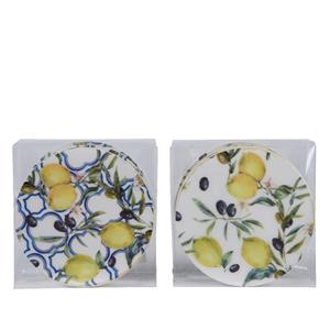 Decoris Onderzetter Citroen 4-delig Mdf Diameter 10cm 2 Assorti