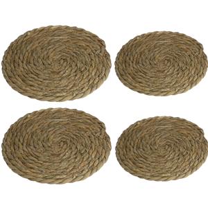 Gerimport 4x stuks Pannen onderzetters van zeegras rond 20 en 32 cm -