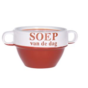 Merkloos Soepkommen - Soep van de dag - keramiek - D12 x H8 cm - Bordeaux rood - Stapelbaar -