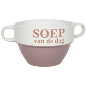 Merkloos Soepkommen - Soep van de dag - keramiek - D12 x H8 cm - oud roze - Stapelbaar -