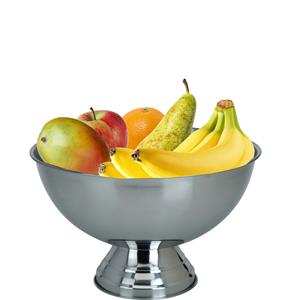 Excellent Houseware Fruitschaal/fruitmand op voet - RVS - zilverkleurig - x 24 cm -